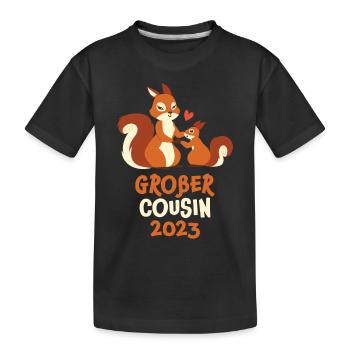 I will be big cousin 2023 squirrel - Kids' Premium Organic T-Shirt - black - Front