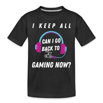 Can I Go Back to Gaming Graduation Gift - Kids' Premium Organic T-Shirt - black - Front
