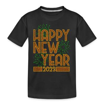 New Year 2023 New Year's Eve Happy New Year - Kids' Premium Organic T-Shirt - black - Front