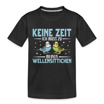 Wellensittich Nymphensittich Papagei Vogelkäfig - Kinder Premium Bio T-Shirt - Schwarz - Vorne