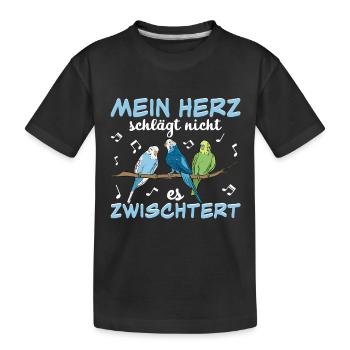 Wellensittich Nymphensittich Papagei Vogelkäfig - Kinder Premium Bio T-Shirt - Schwarz - Vorne