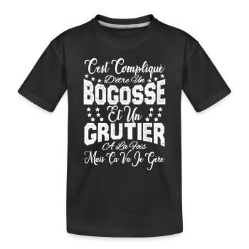 c'est compliqué d'être un Bogosse et un Grutier. - T-shirt bio Premium Enfant - noir - Devant