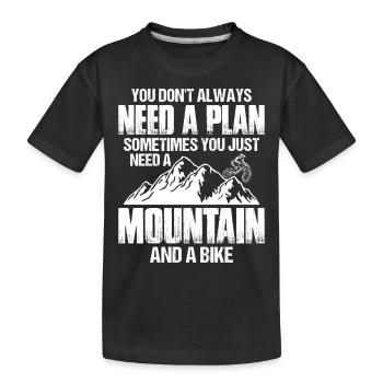 Mountainbiker, Mountainbike - Kinder Premium Bio T-Shirt - Schwarz - Vorne