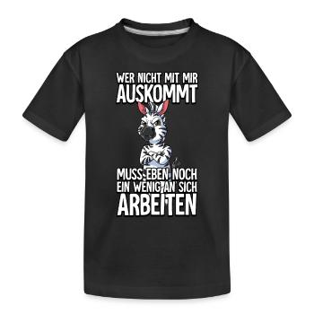 Zebra Wer Nicht Mit Mir Auskommt - Kinder Premium Bio T-Shirt - Schwarz - Vorne