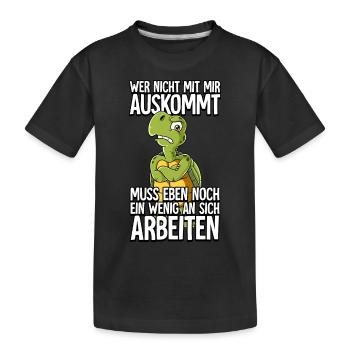 Schildkröte Wer Nicht Mit Mir Auskommt - Kinder Premium Bio T-Shirt - Schwarz - Vorne