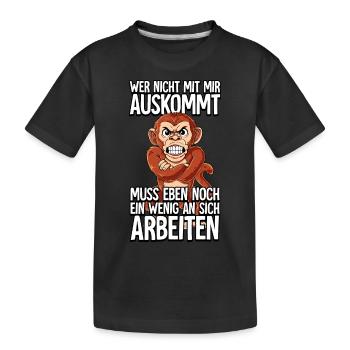 Affe Wer Nicht Mit Mir Auskommt - Kinder Premium Bio T-Shirt - Schwarz - Vorne
