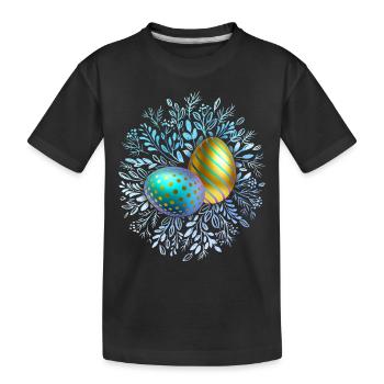Happy Easter, Easter Eggs, 3D Design Egg - Kids' Premium Organic T-Shirt - black - Front