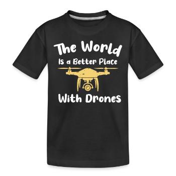 Drone volant, drones, drones, modèles réduits d’avions - T-shirt bio Premium Enfant - noir - Devant