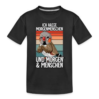 Ich Hasse Morgenmenschen Zebrafinken - Kinder Premium Bio T-Shirt - Schwarz - Vorne