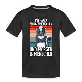 Ich Hasse Morgenmenschen Stinktier - Kinder Premium Bio T-Shirt - Schwarz - Vorne