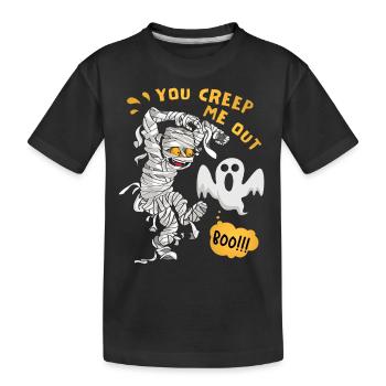 Comic Mumie, Halloween Mumie, Gespenst Spruch - Kinder Premium Bio T-Shirt - Schwarz - Vorne