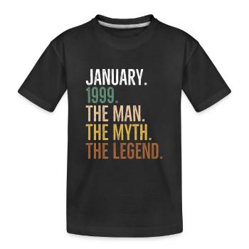 Januar 1999 The Man The Myth The Legend - Kinder Premium Bio T-Shirt - Schwarz - Vorne