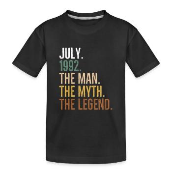 Juli 1992 The Man The Myth The Legend - Kinder Premium Bio T-Shirt - Schwarz - Vorne