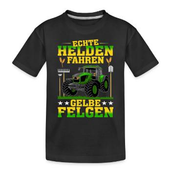 Echte Helden Fahren Gelbe Felgen - Kinder Premium Bio T-Shirt - Schwarz - Vorne