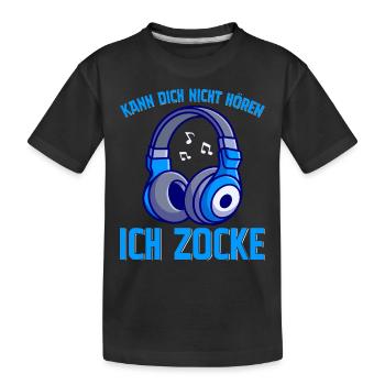 Kann Dich Nicht Hören Ich Zocke - Kinder Premium Bio T-Shirt - Schwarz - Vorne