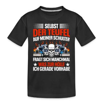 Der Teufel auf meiner Schulter - Kinder Premium Bio T-Shirt - Schwarz - Vorne