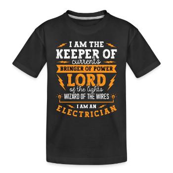 Réparation électronique Je suis le gardien de l’électricité - T-shirt bio Premium Enfant - noir - Devant