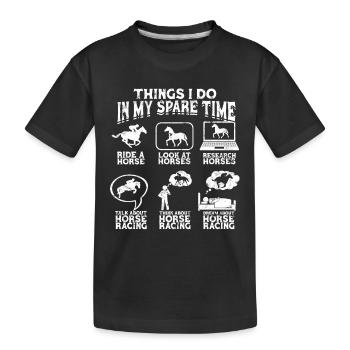 horse racing horse riding horses rider gift g - Kids' Premium Organic T-Shirt - black - Front