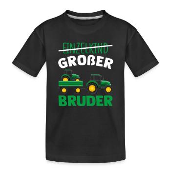 Großer Bruder 2023 Traktor Schwangerschaft - Kinder Premium Bio T-Shirt - Schwarz - Vorne