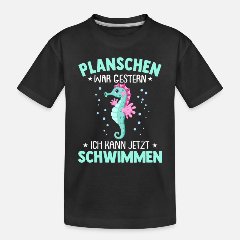 Seepferdchen Abzeichen Seepferdchen bestanden - Kinder Premium Bio T-Shirt - Schwarz