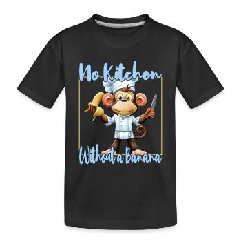 Kitchen Monkey Banana Vibes - Kids' Premium Organic T-Shirt - black - Front