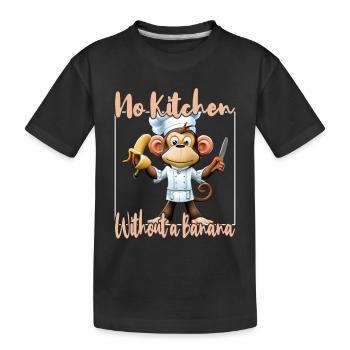 Kitchen Monkey Banana Vibes - Kids' Premium Organic T-Shirt - black - Front
