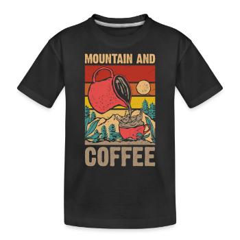 Montagne et café - T-shirt bio Premium Enfant - noir - Devant