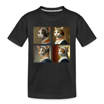 Cat Art History - Kinder Premium Bio T-Shirt - Schwarz - Vorne