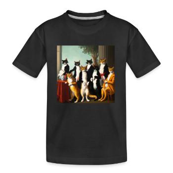 Cat Art History - Kinder Premium Bio T-Shirt - Schwarz - Vorne