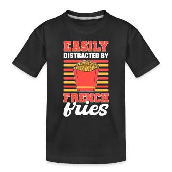 Easily Distracted By French Fries Fried Potato - Kinder Premium Bio T-Shirt - Schwarz - Vorne
