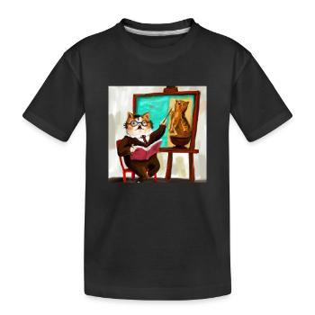 Cat Art History - Kinder Premium Bio T-Shirt - Schwarz - Vorne
