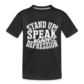 depression depressiv traurig geschenkidee unglückl - Kinder Premium Bio T-Shirt - Schwarz - Vorne