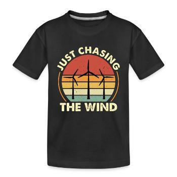 Wind Turbine Tech Just Chasing The Wind Technician - Kinder Premium Bio T-Shirt - Schwarz - Vorne