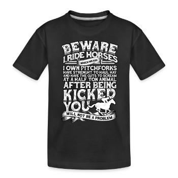 horse racing horse ride horses rider gift g - Kids' Premium Organic T-Shirt - black - Front