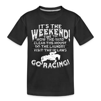 horse racing horse riding horses rider gift g - Kids' Premium Organic T-Shirt - black - Front