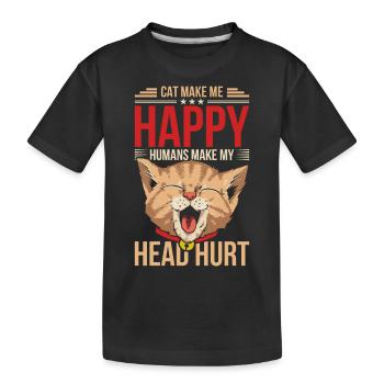 Le chat me rend heureux - T-shirt bio Premium Enfant - noir - Devant