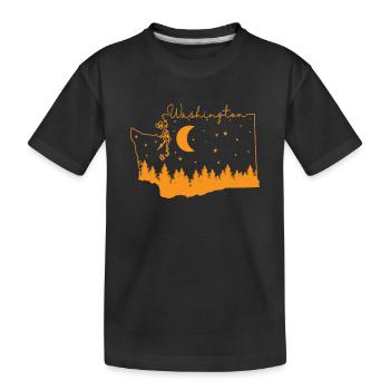 Contour de la carte de Washington avec Skyline USA - T-shirt bio Premium Enfant - noir - Devant
