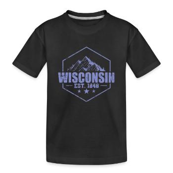 Wisconsin Est. 1848 USA State - Kids' Premium Organic T-Shirt - black - Front