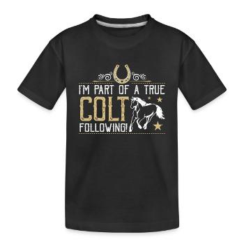 Courses de chevaux Je fais partie d’un vrai cavalier animaux - T-shirt bio Premium Enfant - noir - Devant
