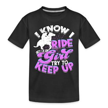 horse racing horse ride horses rider gift g - Kids' Premium Organic T-Shirt - black - Front