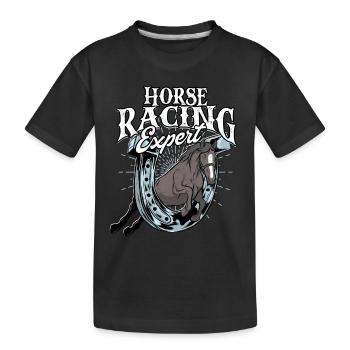 horse racing horse ride horses rider gift g - Kids' Premium Organic T-Shirt - black - Front