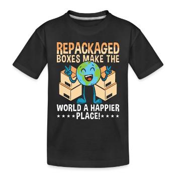 Recycling Repackaged Boxes Make The Reuse Recycler - Kids' Premium Organic T-Shirt - black - Front
