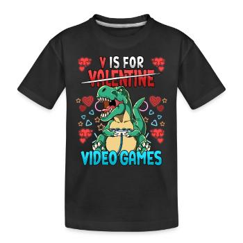 V Is For Video Games Valentinstag Gamer - Kinder Premium Bio T-Shirt - Schwarz - Vorne