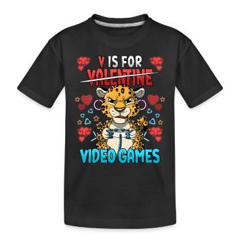 V Is For Video Games Valentinstag Gamer - Kinder Premium Bio T-Shirt - Schwarz - Vorne
