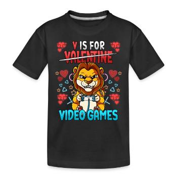 V Is For Video Games Valentinstag Gamer - Kinder Premium Bio T-Shirt - Schwarz - Vorne