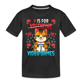 V Is For Video Games Valentinstag Gamer - Kinder Premium Bio T-Shirt - Schwarz - Vorne