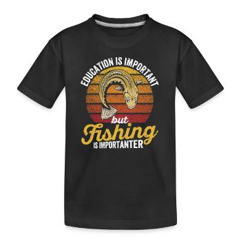L’éducation est importante, mais la pêche est toujours importante - T-shirt bio Premium Enfant - noir - Devant
