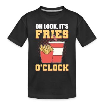 Oh Look It's Fries O'Clock Potato French Fries - Kinder Premium Bio T-Shirt - Schwarz - Vorne