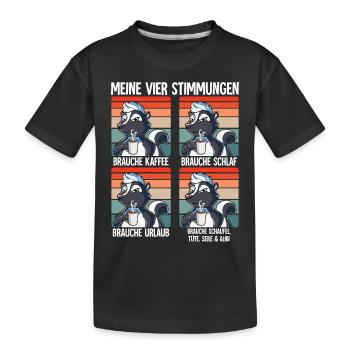 Meine 4 Stimmungen Kaffee Stinktier - Kinder Premium Bio T-Shirt - Schwarz - Vorne