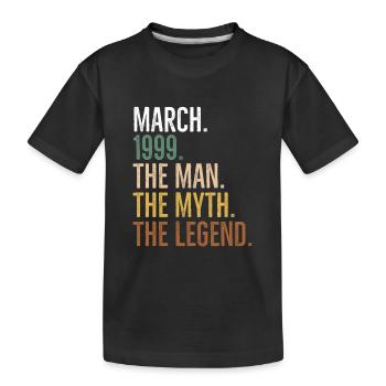 März 1999 The Man The Myth The Legend - Kinder Premium Bio T-Shirt - Schwarz - Vorne